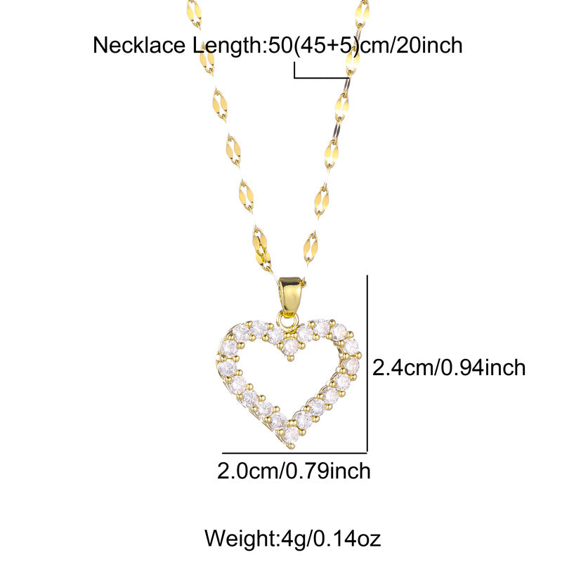 Stainless Steel Titanium Steel Retro Geometric Plating Inlay Zircon Pendant Necklace