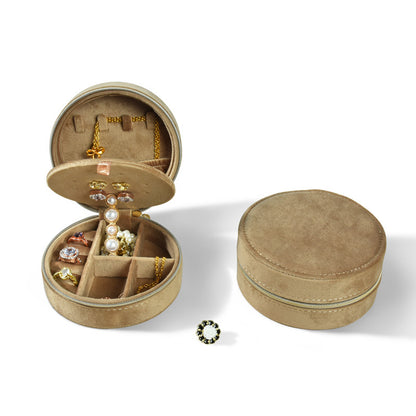 Round Travel Jewelry Storage Box - Jewelry Case for Rings and Small Accessories