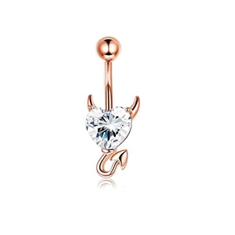 Simple Style Heart Shape Titanium Steel Inlay Zircon Belly Ring 1 Piece