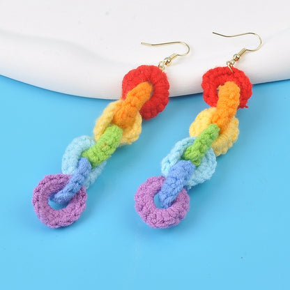 1 Pair Cute Colorful Cloth Drop Earrings