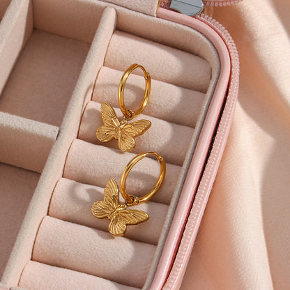 Retro Butterfly Stainless Steel Earrings Plating Stainless Steel Earrings