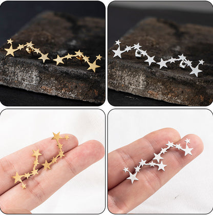 1 Pair Hip-Hop Triangle Star Heart Shape Stainless Steel Ear Studs