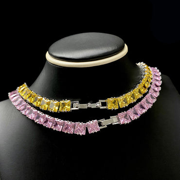 Glam Queen Square Zircon Mixed Materials Wholesale Jewelry Set