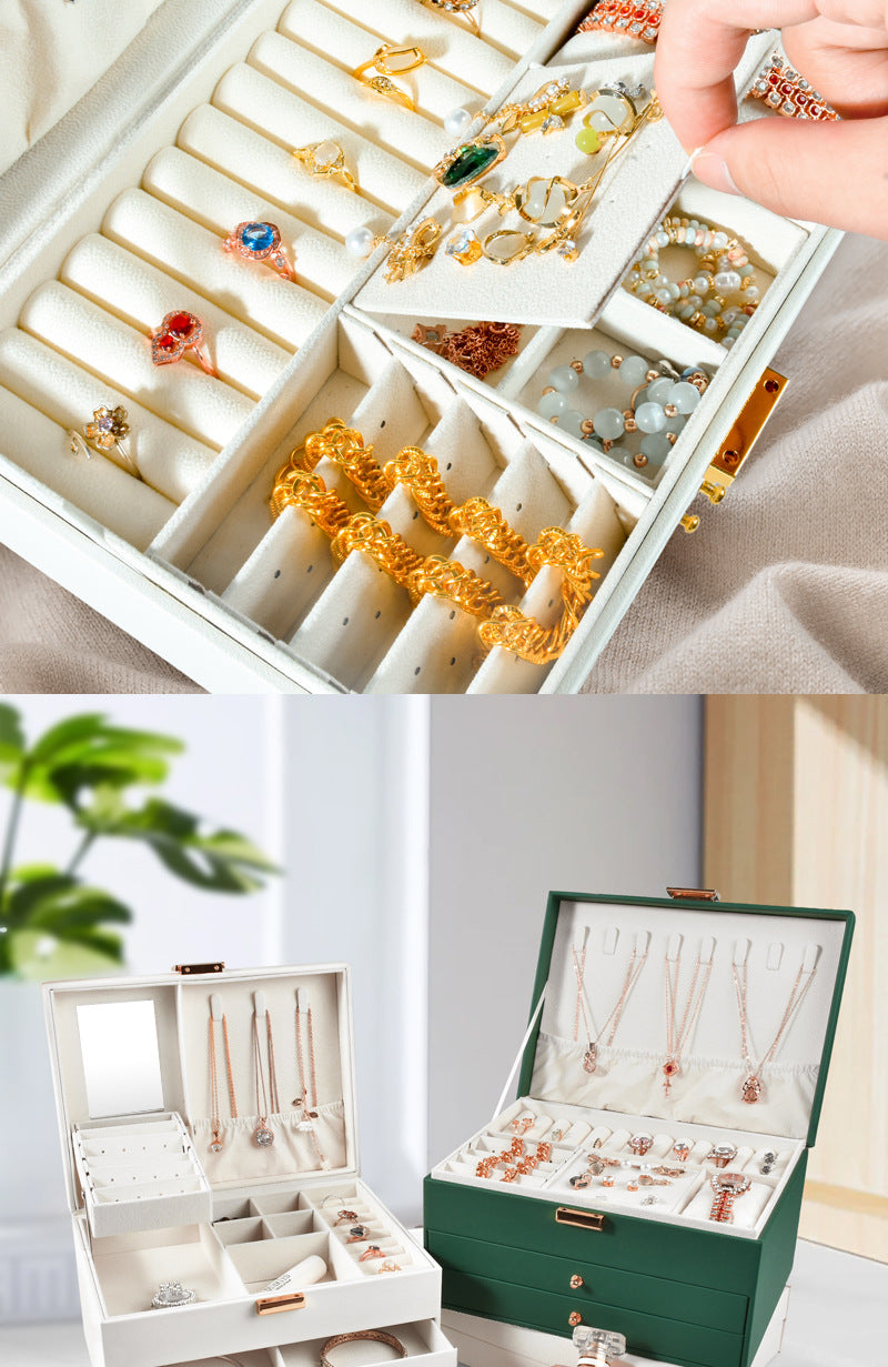 Multifunctional jewelry box Household multi-layer drawer type anti-oxidation large-capacity earrings, earrings, jewelry storage box