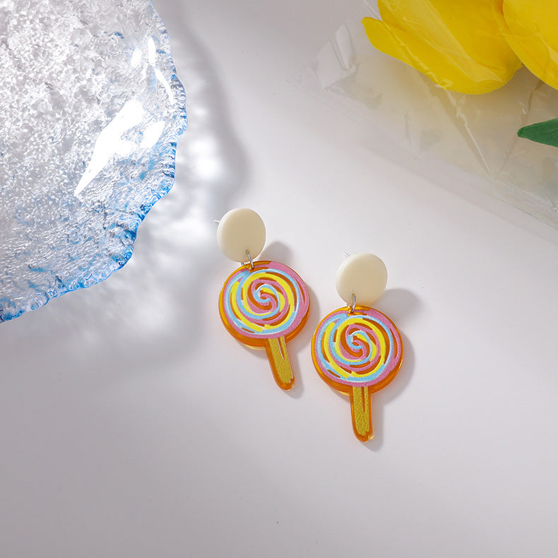 Korean Hand-painted Acrylic Stick Candy Color Earring