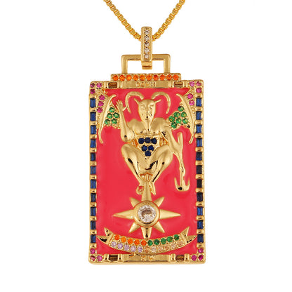 Fashion New Oil Drop Tarot Pendant Copper Zircon Necklace Wholesale Gooddiy