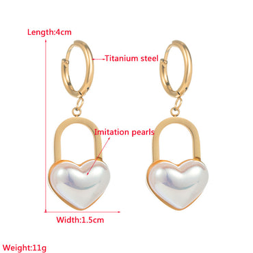 Fashion Geometric Titanium Steel Earrings Plating Artificial Pearls Stainless Steel Earrings