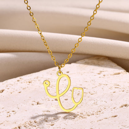 Stainless Steel Simple Style Letter Plating Pendant Necklace