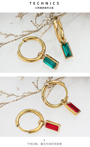 Simple Style Geometric Gold Plated Titanium Steel Earrings