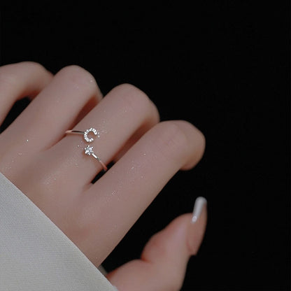 Ig Style Simple Style Letter Copper Plating Inlay Zircon Open Ring