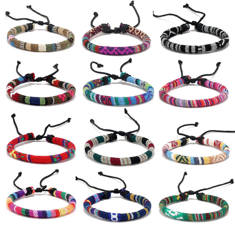 Ethnic Style Geometric Cloth Wholesale Drawstring Bracelets