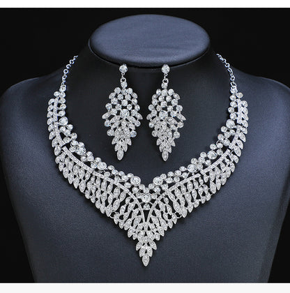 Luxurious Geometric Alloy Plating Artificial Crystal Women's Earrings Necklace