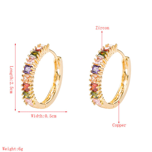 Copper Inlaid Square Zircon Earrings Wholesale