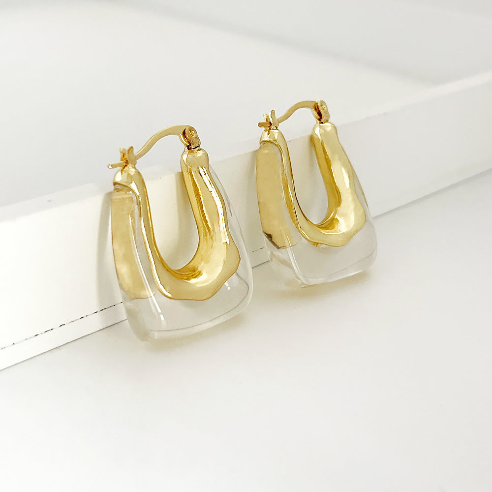 1 Pair Fashion U Shape Geometric Arylic Zinc Alloy Drop Earrings