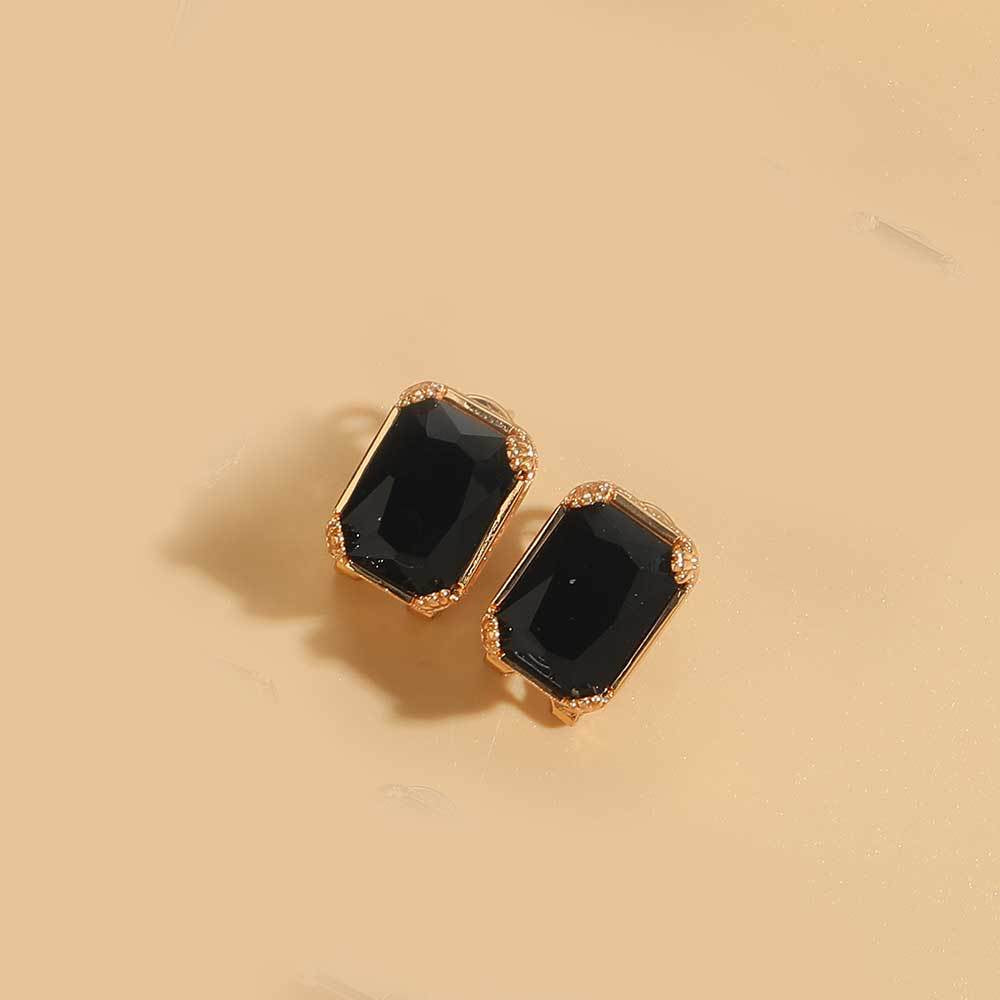 European and American new cold style personality delicate square design earrings copper plated 14K real gold personality delicate earrings women