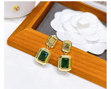 Casual Square Alloy Plating Inlay Artificial Gemstones Women's Ear Studs