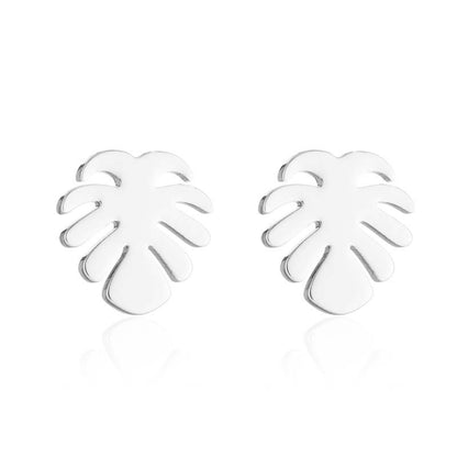 1 Set Fashion Leaves Stainless Steel Plating Earrings Necklace