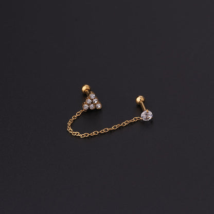 Fashion Printing Stainless Steel Artificial Gemstones Earrings Ear Studs
