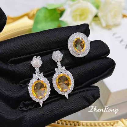 1 Piece 1 Pair Retro Geometric Copper Plating Artificial Gemstones Women's Rings Earrings Necklace