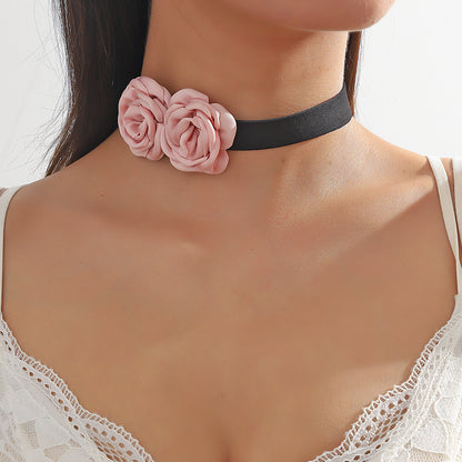 Sweet Flower Cloth Fabric Women's Choker