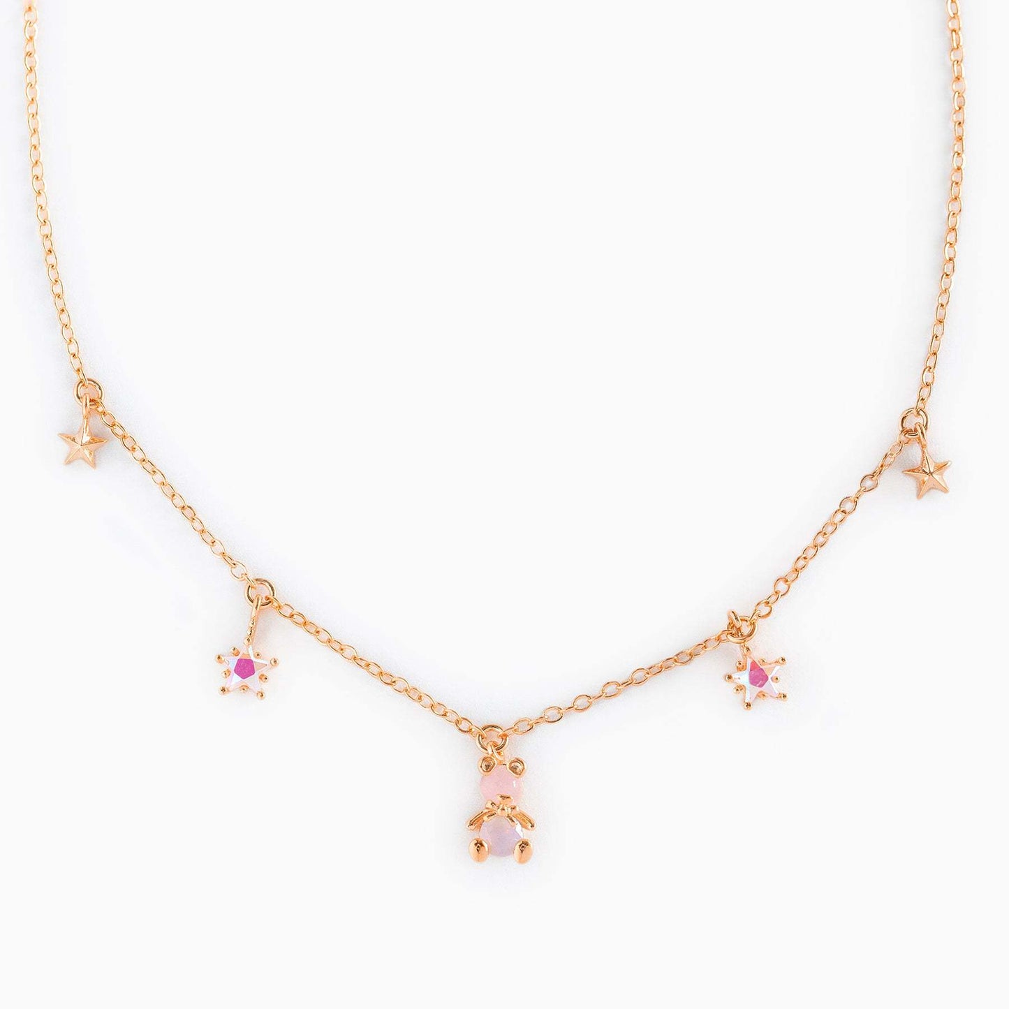 Cute Star Bear Copper Zircon Necklace In Bulk