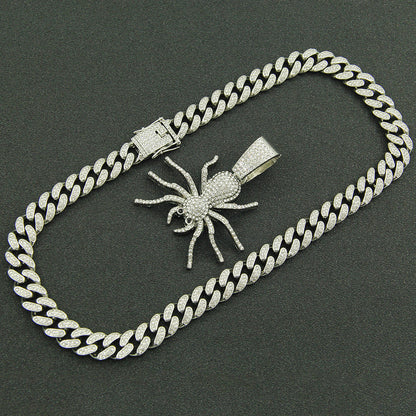 Street Exaggerated Personality Diamond Pendant Hip Hop Spider Necklace