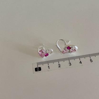 1 Pair Sweet Heart Shape Plating Inlay Alloy Zircon Ear Studs