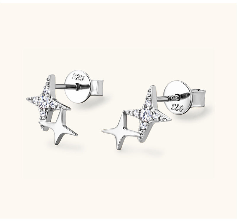 Simple Style Star Sterling Silver Gra Plating Inlay Moissanite Ear Studs