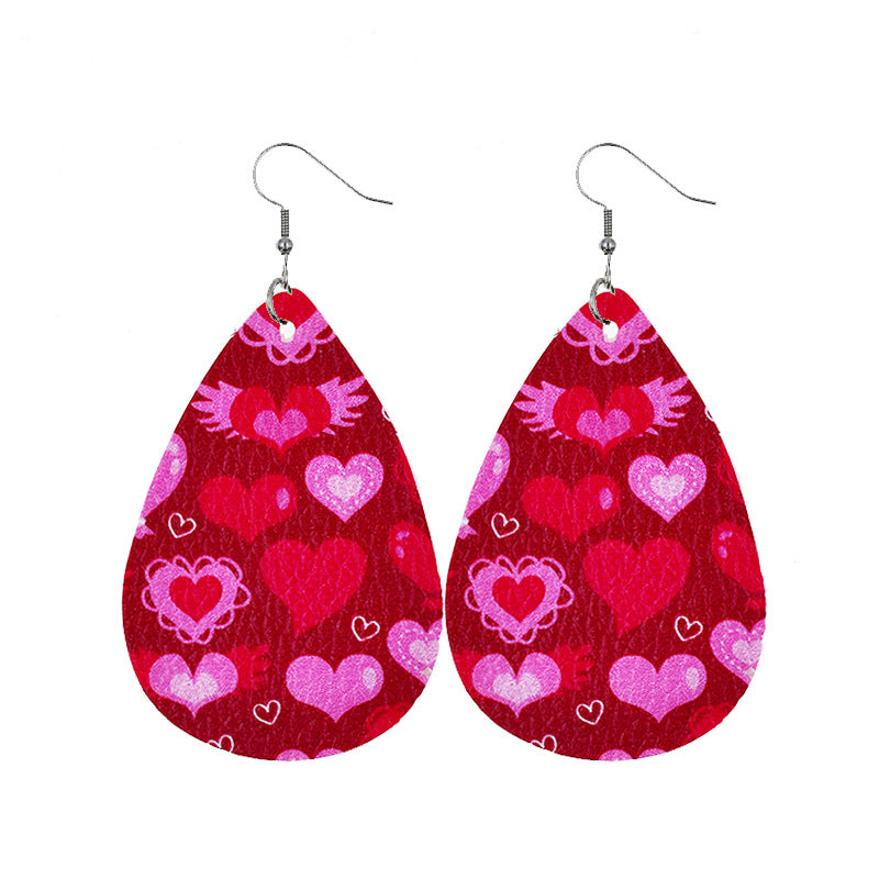 1 Pair Modern Style Classic Style Heart Shape Pu Leather Drop Earrings