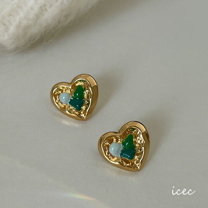 Wholesale Jewelry Elegant Retro Heart Shape Alloy Plating Ear Studs