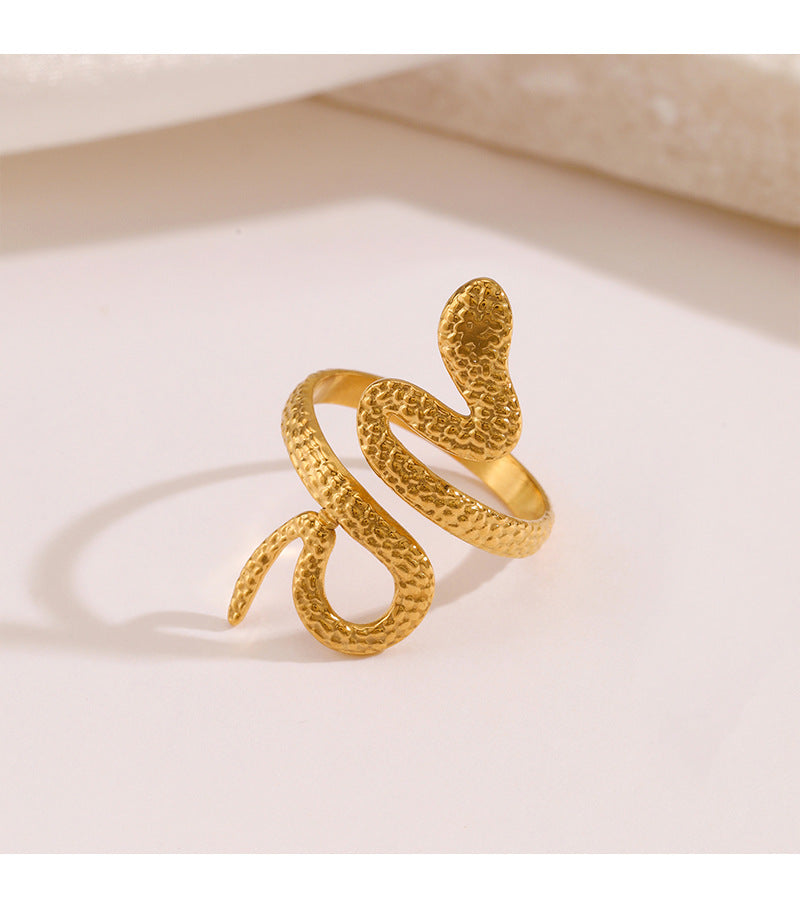 Elegant Snake Stainless Steel Plating Open Ring