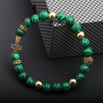 Basic Classic Style Cross Tiger Eye Inlay Artificial Gemstones Bracelets