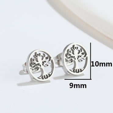 Simple Style Lucky Tree Titanium Steel Ear Studs Plating No Inlaid Stainless Steel Earrings