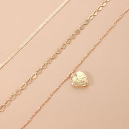 Streetwear Heart Shape Alloy Wholesale Layered Necklaces