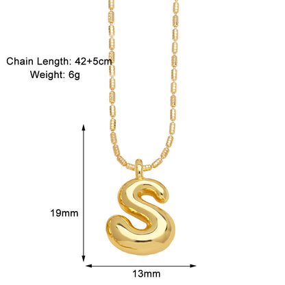 Copper Gold Plated Simple Style Letter Pendant Necklace