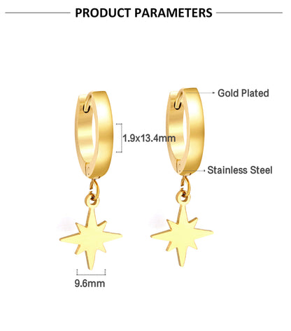 1 Pair Fashion Star Stainless Steel Star Plating Hollow Out Drop Earrings