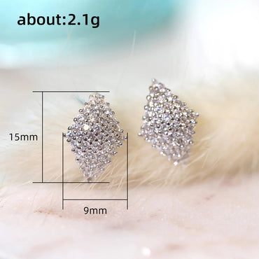 1 Pair IG Style Simple Style Shiny Rhombus Inlay Copper Zircon Ear Studs