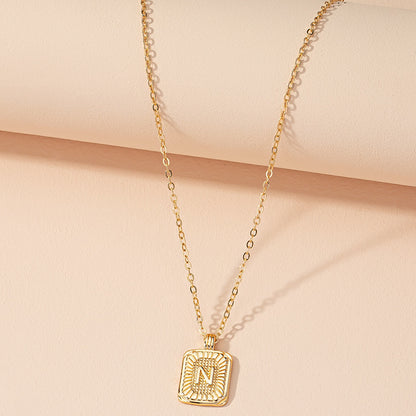 Simple Square 26 English Letter Pendant Necklace Wholesale Gooddiy