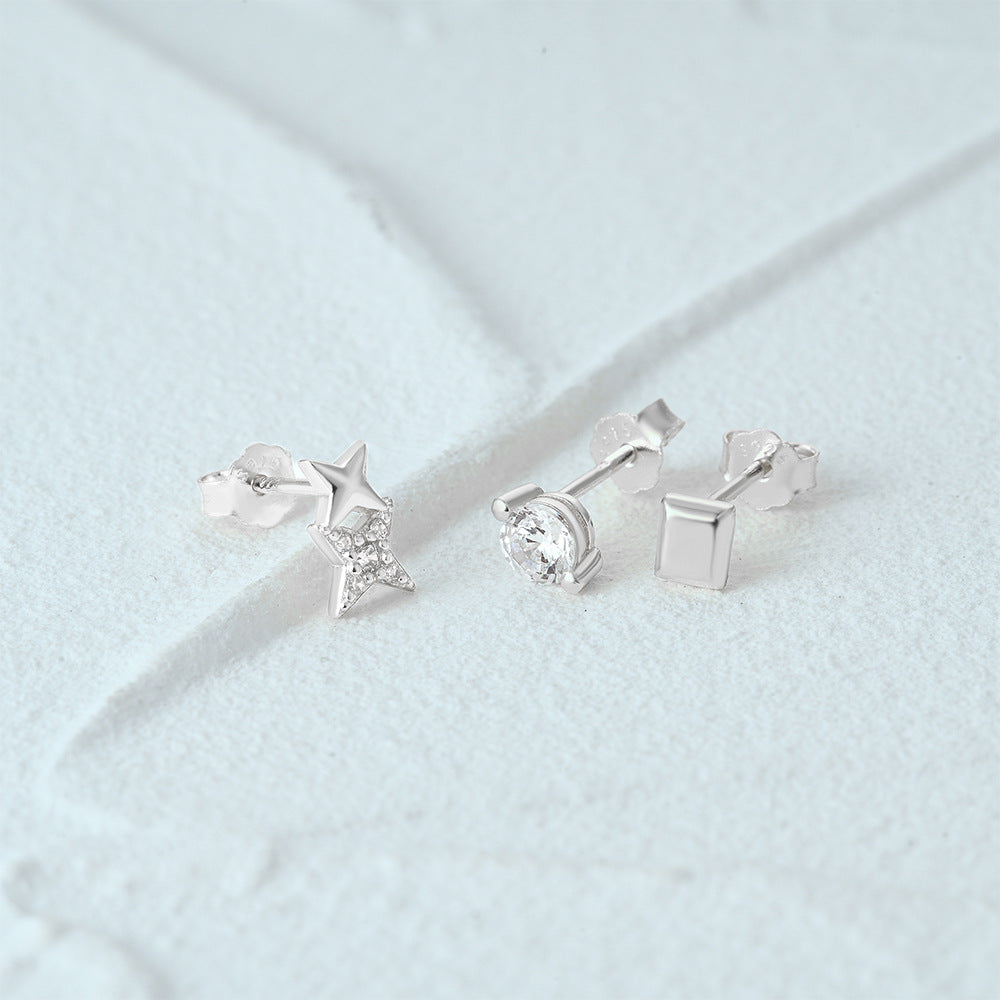 1 Set Simple Style Star Butterfly Plating Sterling Silver Ear Studs