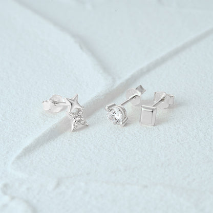 1 Set Simple Style Star Butterfly Plating Sterling Silver Ear Studs