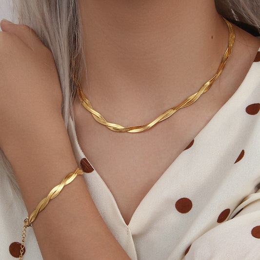 Fashion Stripe Geometric Stainless Steel 18K Gold Plated Necklaces