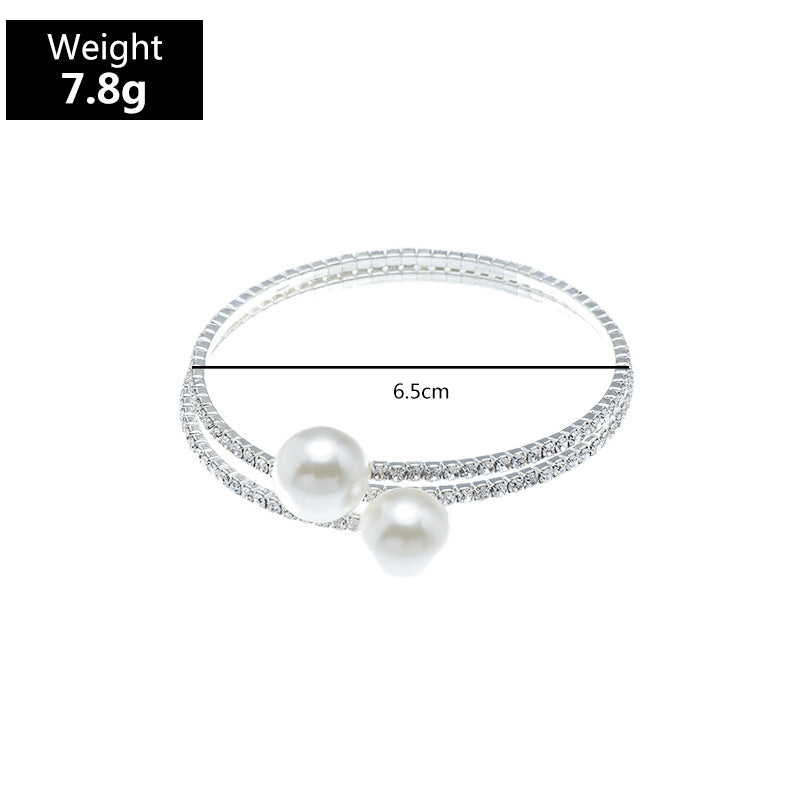 Fashion Rhinestone Pearl Multi-layer Winding Bracelet