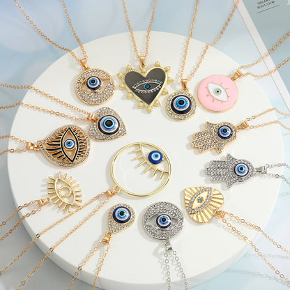 Turkey Blue Eye Pendant Alloy Diamond Necklace Wholesale Gooddiy