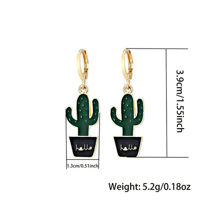 Wholesale Jewelry Geometric Hollow Plant Cactus Earrings Gooddiy
