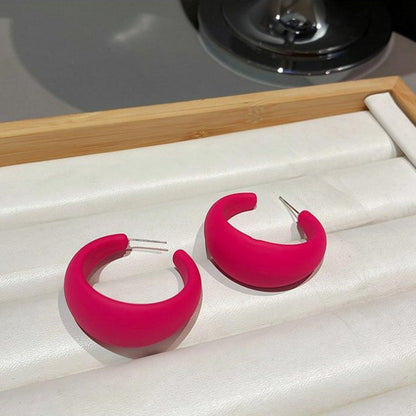 Simple New Candy Color Fluorescent C-shaped Earring