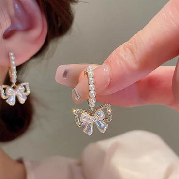 1 Pair IG Style Geometric Plating Inlay Alloy Artificial Pearls Rhinestones Opal Earrings
