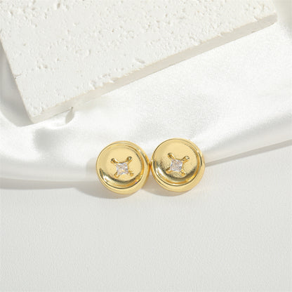 Cross-border new literary retro versatile personality ring earrings are niche fashion brushed design earrings jewelry women