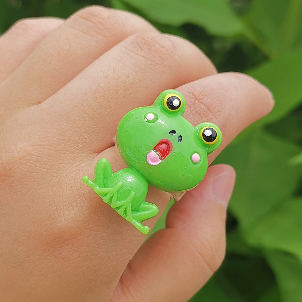 Wholesale Jewelry Cartoon Resin Frog Ring Gooddiy