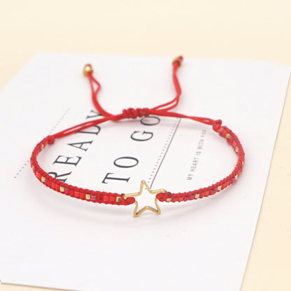 Wholesale Jewelry Ethnic Stainless Steel Hollow Star Rice Beads Bracelet Gooddiy