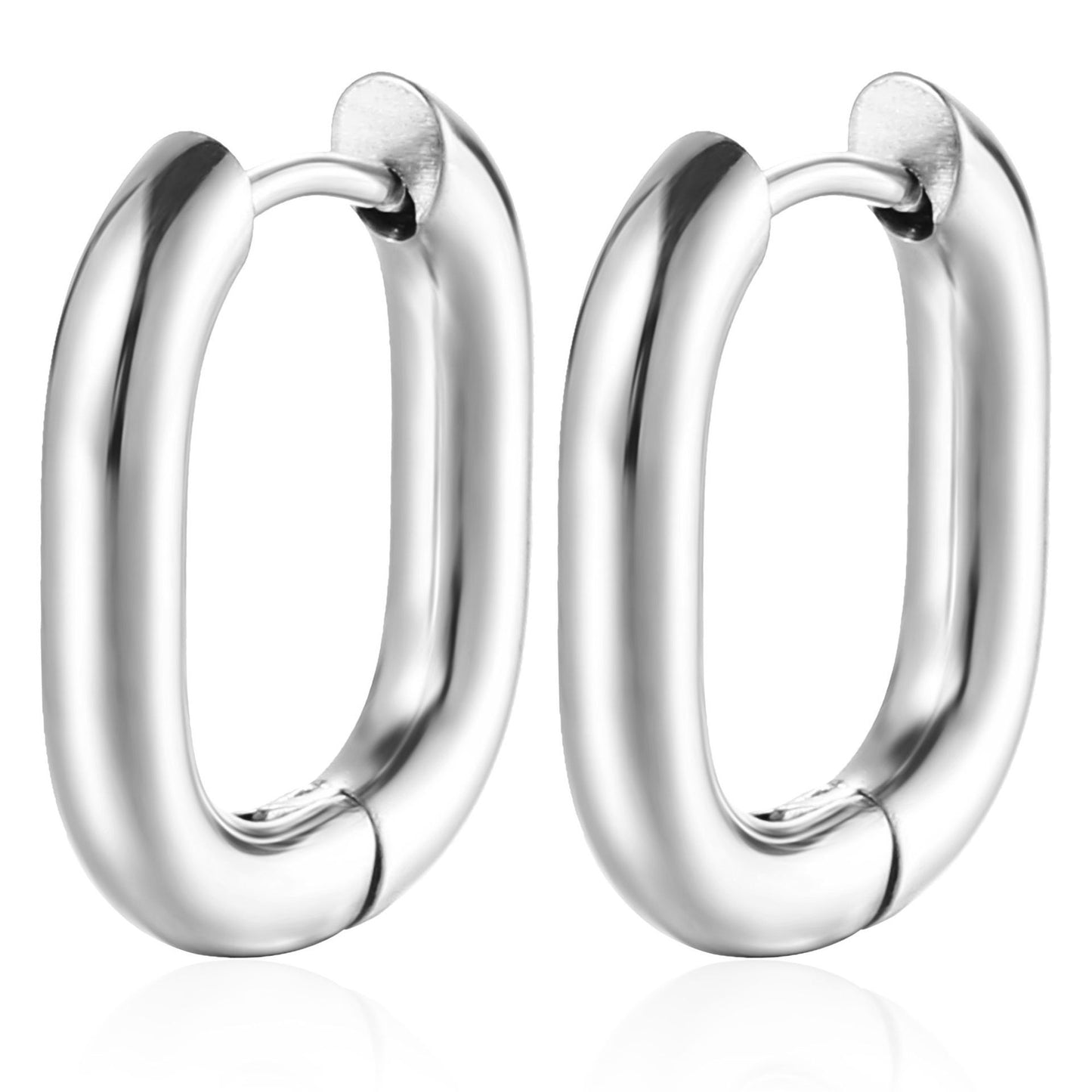 Simple Style Oval Titanium Steel Plating Earrings 1 Pair